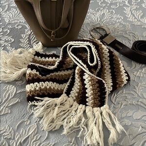 Striped Crochet Scarf with Fringe